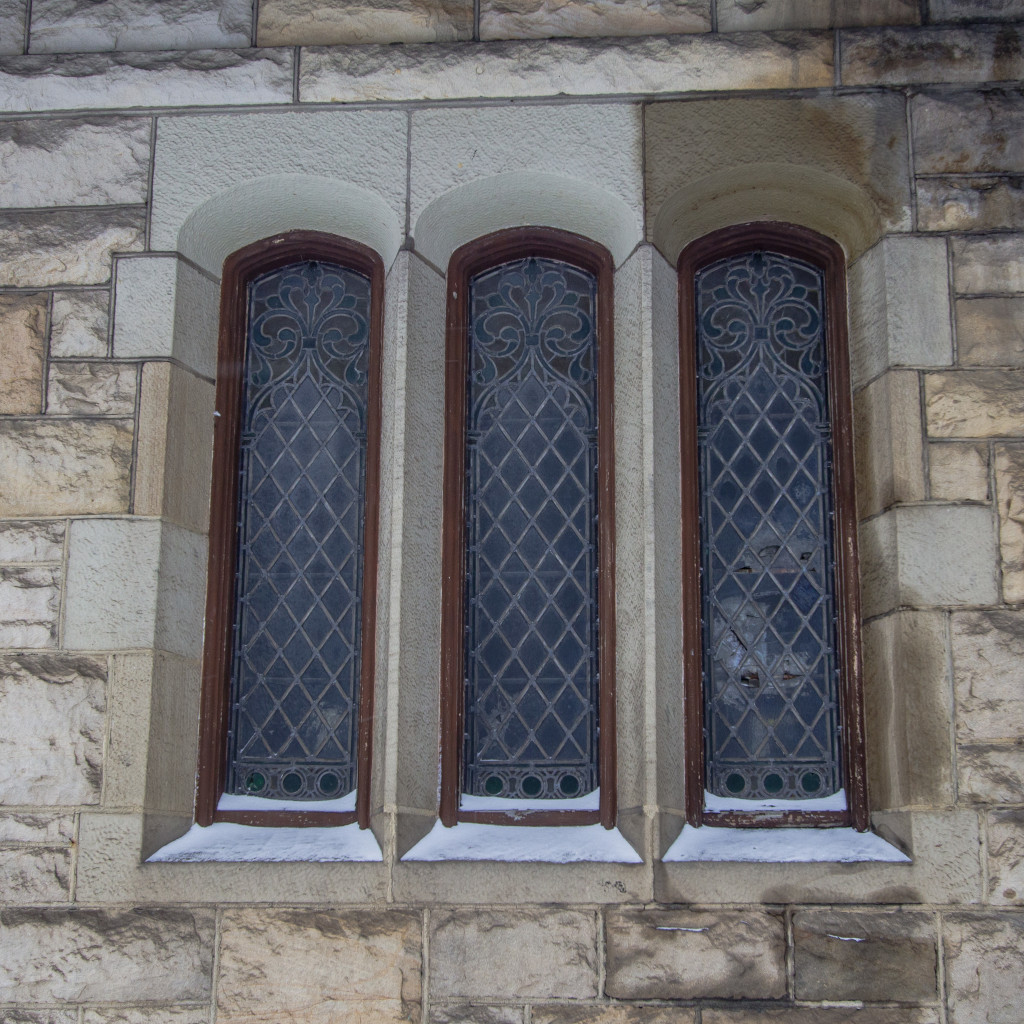 Mulberry Presbyterian Church three windows